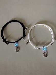 ATLVXJL 2pcs/Set Couple's Stainless Steel Luminous Minimalist Bracelet, Valentine's Day Gift - Multicolor - View 8