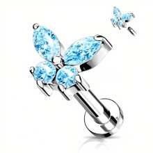 1PC CZ Butterfly Top trên đinh tán phẳng bằng thép không gỉ 316 có ren bên trong cho khuyên tai, môi, Monroe, sụn và nhiều hơn nữa - Loại bướm - Xem 22