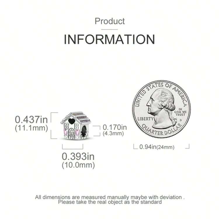 Silver Plated Charm Pink Love House Tulip Flower Series Charm Bead Is Suitable For Diy Female Bracelet  Pendants - Silver - View 6