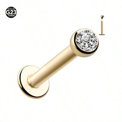 1pc 1,2 Mm Perno De Labios De Titanio Con Decoración De Diamante De 2-4 Mm, Titanio G23, Perno De Oreja En Forma De Copa, Rosca Interna, Al Por Mayor Para Nariz, Labio, Tragus