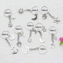 1入可愛波西米亞風金屬鑰匙扣,設有天使、星星、月亮和太陽圖案,是送給朋友、家人和摯愛的絕佳禮物 - Y004-G - 查看 1