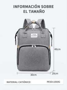 Mochila Pañales Cuna Impermeable Multifunción Para Bebe Portátil - Gris - Ver 8