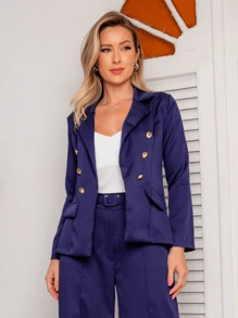 Women Blazers - Navy Blue - View 5