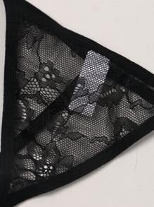 Của phụ nữ Gợi cảm , Gầy , Thoải mái , Thoáng khí , Ren Trong suốt , Mở đáy G-string - màu đen - Xem 6
