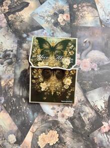 50入組復古夢幻可撕裂剪貼簿和日誌背景藝術紙張,適用於diy材料、拼貼和裝飾 - 彩色 - 查看 6