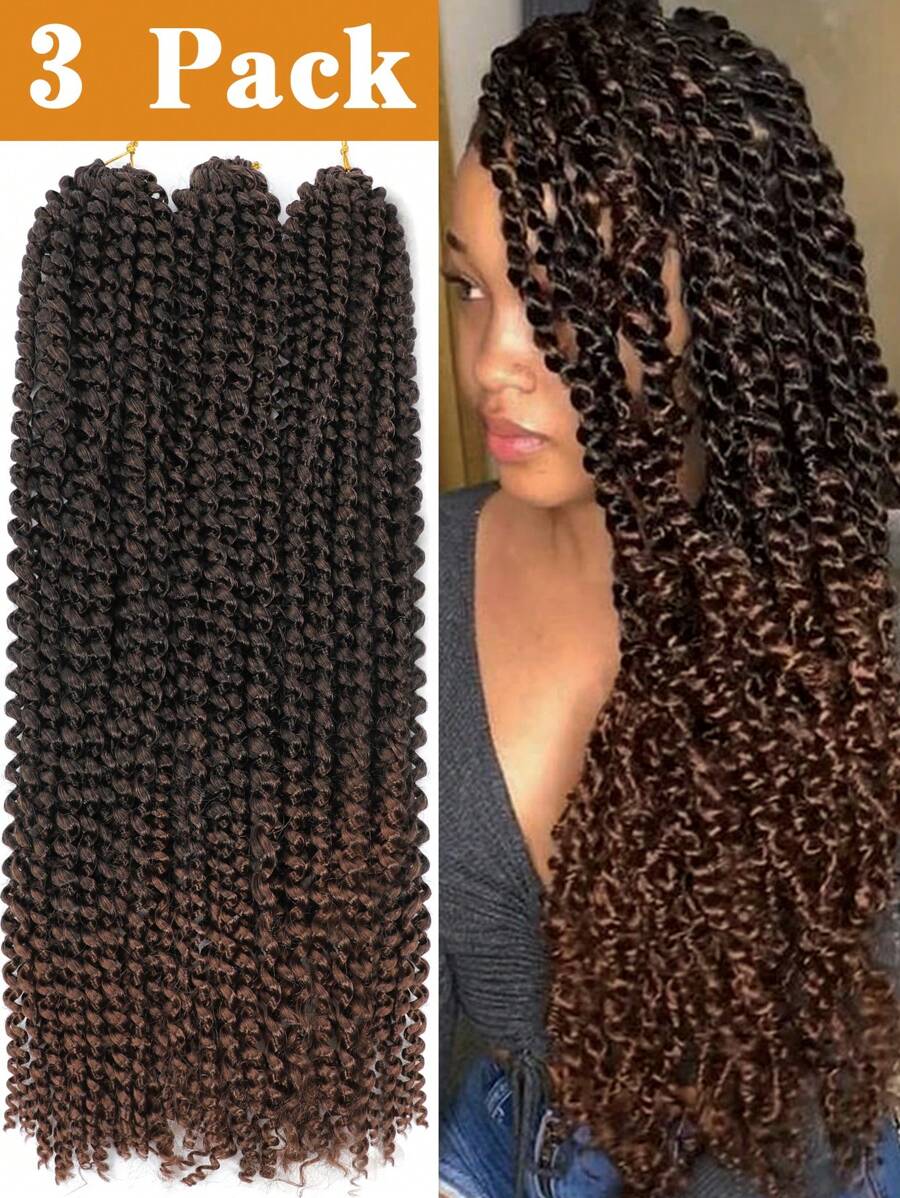Passion Twist-haar, 45,7 Cm, 3 Packungen, Passion Twist-häkelhaar, Wasserwellen-häkelhaar, Lockiges Flechthaar - Zweifarbig - Übersicht 1