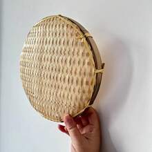 1入組竹製圓形撮箕,小型點心盤,糖果小吃瓜子盤,創意家用圓盤,迷你手工竹盤適用於家居戶外;藤製盤子竹篩盤圓盤家居藝術鑲嵌竹編籃盤鄉村風格食品木項水果盤 - 竹子原色 - 查看 6