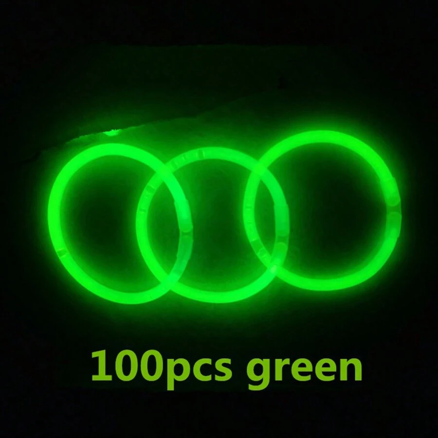 100 Pulseras Neón Fosforescente Glow Stick Fiestas Eventos - Verde - Ver 1