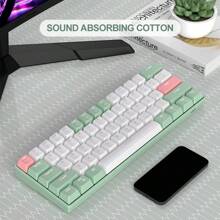 MageGee Star61 Mini 60% RGB 電競機械鍵盤，61 鍵有線熱插拔多裝置電競鍵盤，配備客製化橘貓軸，適用於筆記型電腦、平板電腦及電競玩家 - 綠白混搭 - 查看 9