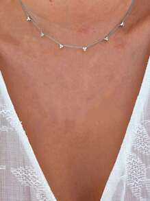 1 Bạc Thời Trang Đính Đá Cubic Zirconia Trang Trí Dây Chuyền Vòng Cổ Cho Nữ Trang Trí Hàng Ngày - Bạc - Xem 1