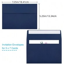 50入組5x7信封,a7信封,適用於邀請函,可列印邀請函信封,自封式信封,適用於婚禮、邀請函、照片、賀卡、郵寄 - 藏蓝色 - 查看 2