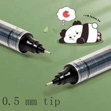 6 Piezas Plumas Líquidas De Tinta Neutral Con Patrones De Panda Y Flores, Diseño Lindo De Dibujos Animados, Escritura Suave Para Estudiantes - Multicolor - Ver 4