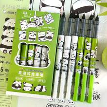 6 Piezas Plumas Líquidas De Tinta Neutral Con Patrones De Panda Y Flores, Diseño Lindo De Dibujos Animados, Escritura Suave Para Estudiantes - Multicolor - Ver 2