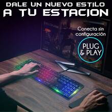 Teclado Gamer de Membrana con Retroiluminación RGB, Conexión USB para Computadora, PC, Laptop - Negro - Ver 5