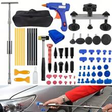 汽車凹痕修復工具套件專業車間汽車車身鈑金免漆冰雹坑拉拔器錘修復手動工具套裝 - 銀色 - 查看 11