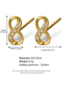 1pair S925 Sterling Silver Infinity Symbol Stud Earrings, Cute Women's Accessory For A Date - Ladies Fashion Earrings - View 6