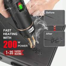 無線塑料焊接槍,便攜式usb可充電塑料焊接套件熱熔機,400釘槍焊接機,塑料汽車杠修復套件 - 黑色 - 查看 2