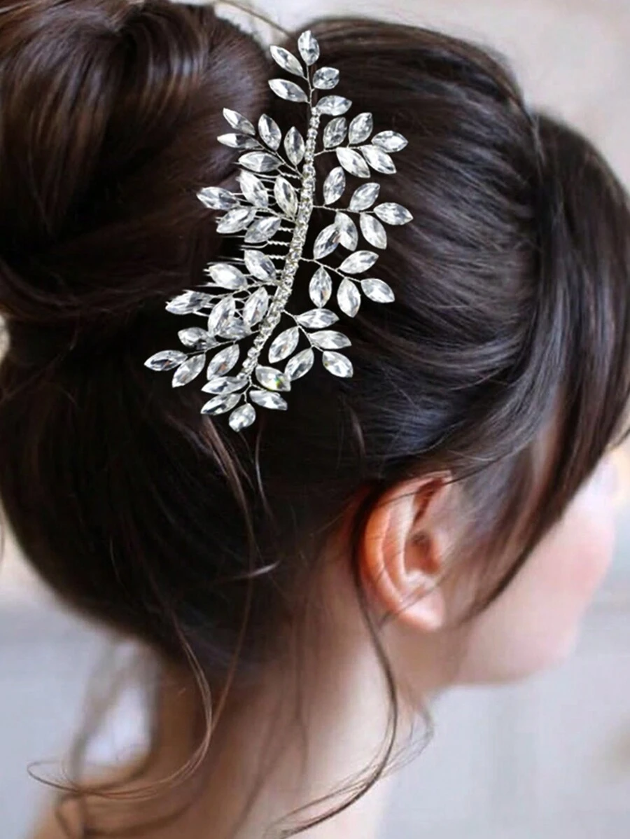 1pc Handmade Crystal Headpiece For Women, Silver/Gold Bridal Hair Comb
