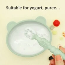 1 thìa silicon màu hồng cho bé, thìa ăn dặm silicon 2 trong 1 cho trẻ mới biết đi, dụng cụ tập ăn dặm có đèn LED giai đoạn đầu, dùng được trong lò vi sóng, tủ lạnh, máy rửa chén, đồ gặm nướu cho trẻ sơ sinh - Hồng - Xem 7