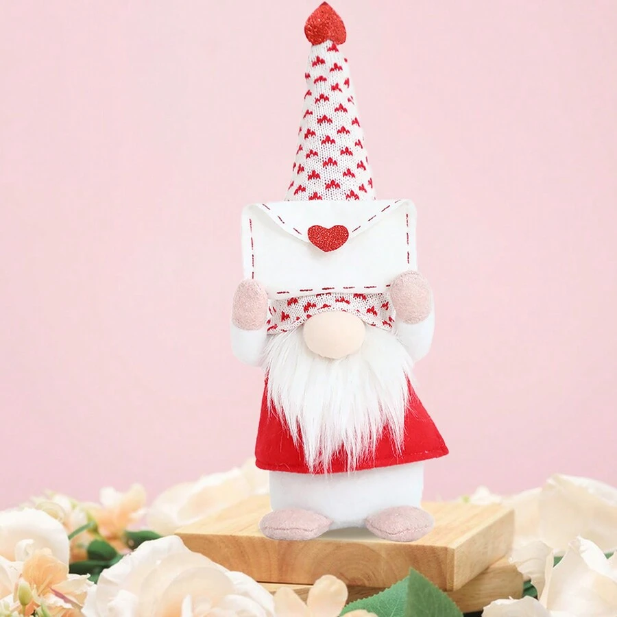 1pc New Valentine'S Day Holding Envelope And Hugging Love Couple Doll Ornaments Creative Faceless Doll Desktop Decoration Accessories Window Decorations - Multicolor - View 1