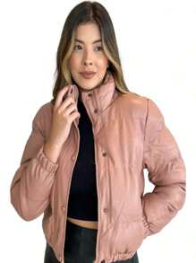 Women Down Coats - 乾枯玫瑰色 - 查看 4