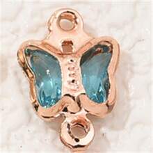 10 Peças Pingente de Cristal de Vidro Borboleta Dourada com Borda de Cobre, Peça Conector de Alça Dupla para Brincos, Colares, Pulseiras - Multicolorido - Visão 10