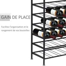 HOMCOM Étagère à vin rack pour bouteilles range-bouteilles capacité 54 bouteilles dim. 63L x 25l x 91H cm métal noir - Noir - Voir 3