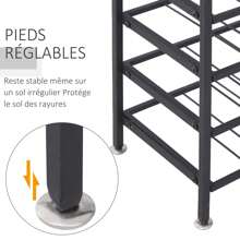 HOMCOM Étagère à vin rack pour bouteilles range-bouteilles capacité 54 bouteilles dim. 63L x 25l x 91H cm métal noir - Noir - Voir 6