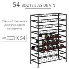 HOMCOM Étagère à vin rack pour bouteilles range-bouteilles capacité 54 bouteilles dim. 63L x 25l x 91H cm métal noir - Noir - Voir 4