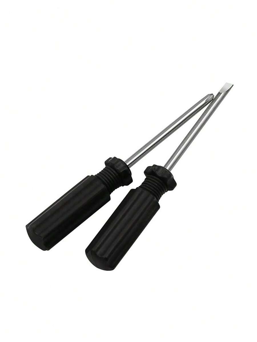 2 Piezas/set Destornillador Portátil Multifuncional De Cruz Y Plano Para Uso En Casa, Herramienta De Hardware Manual - Negro - Ver 1