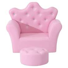 HOMCOM Sofá para Niños con Reposapiés Sillón Infantil Decorativo con Respaldo Alto en Forma de Corona y Reposabrazos Acolchado 58x40,5x49 cm Rosa - Rosa - Ver 8