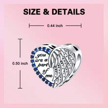 Silver Plated Charm Love Feather Angel Diamond Blue Beads Charm Pendant Ball Suitable For Bracelets DIY Women's Jewelry
