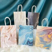 5入組大理石花紋卡紙手提袋,卡紙袋,派對禮品袋,便攜式禮品包裝袋,兒童派對禮品袋,假日禮品袋,派對禮品袋 - 紫羅蘭色 - 查看 3