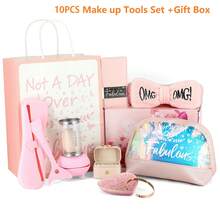 10入組浴室工具套裝包括頭帶,鏡子,首飾盒,化妝品組織包,防曬眼影卡,粉紅色櫻花禮盒 - 粉紅櫻花禮盒裝 - 查看 1