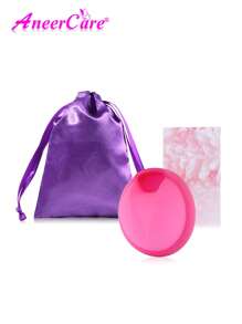 AneerCare Menstrual Disc Silicone Disc High Capacity For Heavy Flow Wear For 12 Hours Soft, Flexible, 2 Sizes Available, Reusable Menstrual Cups Free Cloth Bag.