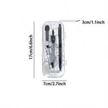 8 Stück Mathematik Werkzeugsatz - Lineal, 30/60/90 & 45/90 Dreiecke, 180 Grad Winkelmesser, usw.! Transparente/Schwarze Farbe, inklusive stabiler Aufbewahrungsbox, Schulsachen, Schulanfang