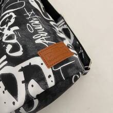 Uncommon Design Japanese Style Fashionable Graffiti Patterned Casual Crossbody Bag With Large Capacity For Commuting, Minimalist Tote Backpack - Grey - View 8