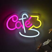 1PC Super Bright Handmade Cafe With Cup LED Wall Neon Art Sign For Room Party Coffee Shop Bar Restaurant Decoration New Year Gifts - Multicolor - View 1