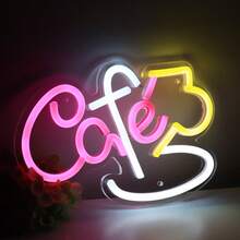 1PC Super Bright Handmade Cafe With Cup LED Wall Neon Art Sign For Room Party Coffee Shop Bar Restaurant Decoration New Year Gifts - Multicolor - View 7