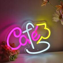1PC Super Bright Handmade Cafe With Cup LED Wall Neon Art Sign For Room Party Coffee Shop Bar Restaurant Decoration New Year Gifts - Multicolor - View 6