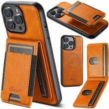 Suteni 2-In-1 Pu Leather Anti-Drop Phone Case With Detachable Card Holder&Wallet, Compatible With Magsafe Wireless Charging, Compatible With IPhone/Apple/ Pixel/Samsung Galaxy - Oil wax khaki - View 2