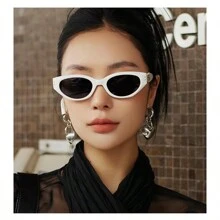 Oval Retro Small Frame Fashion Glasses Simple - White - View 1