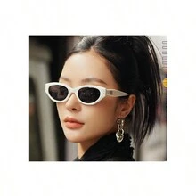 Oval Retro Small Frame Fashion Glasses Simple - White - View 2