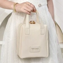 1入組,化妝品和化妝刷收納便攜袋,旅行化妝袋,防水化妝包拉鍊袋,帶手柄的旅行優雅化妝品組織器,情人節禮物 - 米色 - 查看 7