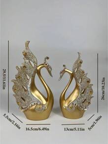 2 件金色水钻天鹅装饰，简约优雅家居桌面客厅入口奢华装饰品 - 彩色 - 查看 5