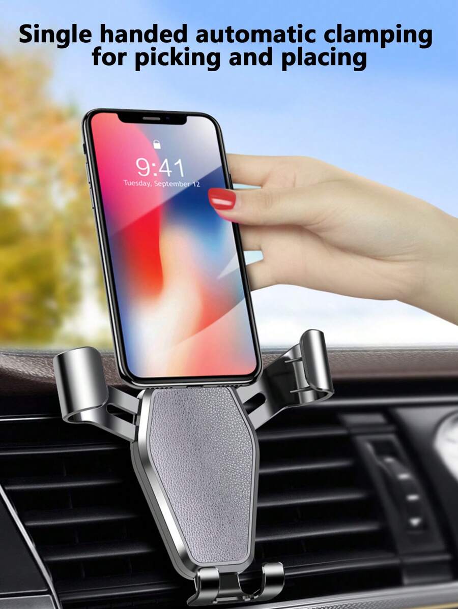 车载手机支架，带金属钩夹的汽车出风口手机支架，兼容 14 13 12 11 8 Plus Pro Max Mini XS XR X Pixel 7 6 5 4 S23 S22 S21 S10 Ultra智能手机 - 黑色 - 查看 1