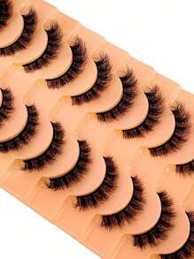 HBZGTLAD 10pairs/Set Soft, Fluffy & Natural Looking 3d Mink False Eyelashes Makeup Kit For Lengthening & Shortening Lashes - Lông mi  mắt mèo - Xem 7