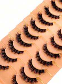 HBZGTLAD 10pairs/Set Soft, Fluffy & Natural Looking 3d Mink False Eyelashes Makeup Kit For Lengthening & Shortening Lashes - Lông mi  mắt mèo - Xem 5