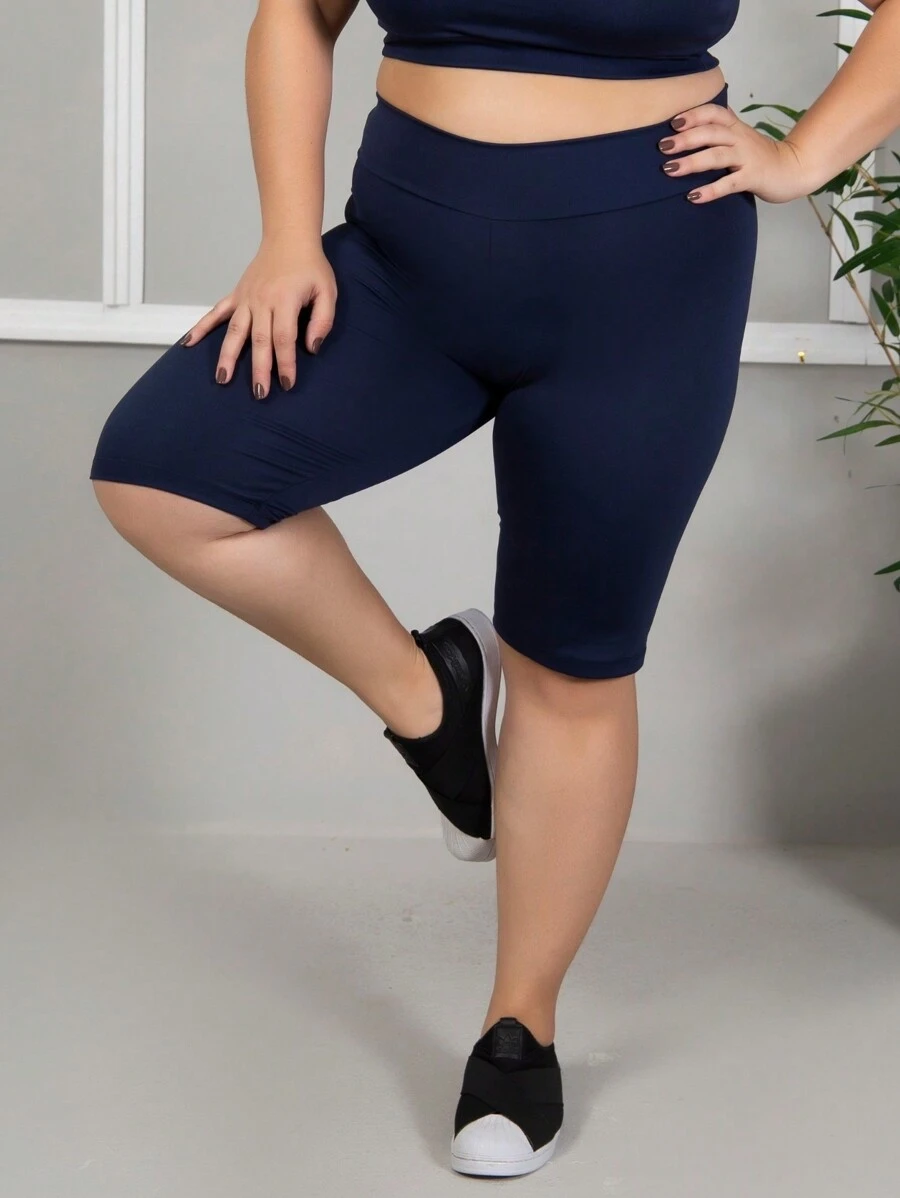 Plus Size Sports Shorts - Màu xanh hải quân - Xem 1