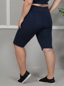 Plus Size Sports Shorts - Màu xanh hải quân - Xem 2